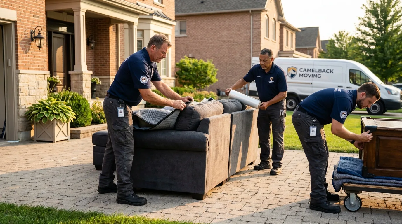 Large estate moving crew wrapping furniture in Los Alamos, NM