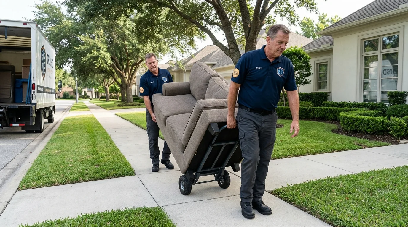 Local residential moving crew loading furniture in Los Alamos, NM